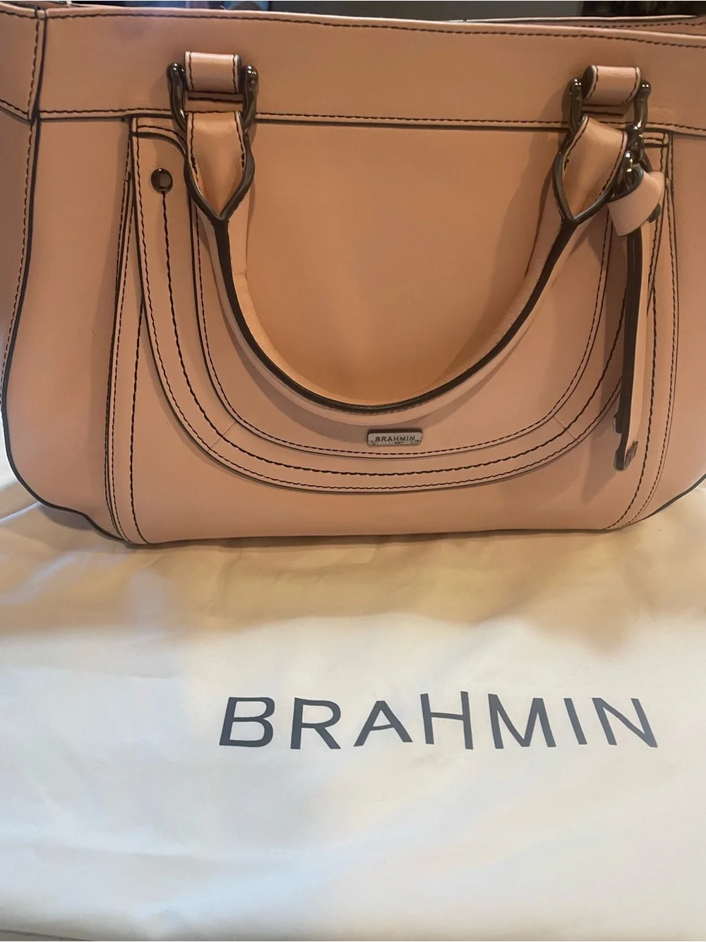Brahmin Blush Pink Leather Satchel with Top Handles